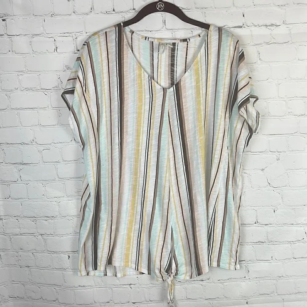 Cato Striped Top with Tie Bottom Size XL